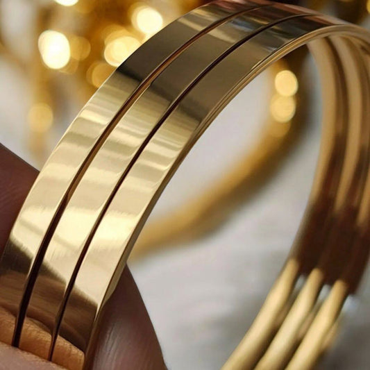 3 Adet Çelik Düz Kalın Ajda Bilezik