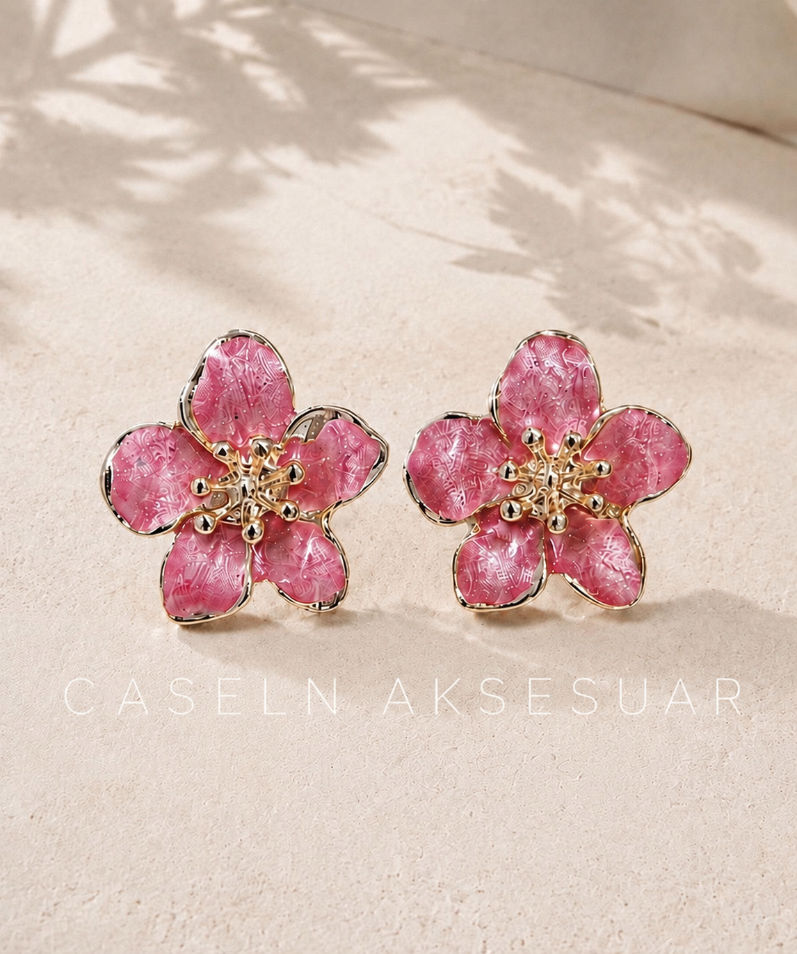 Flower Çelik Pembe Çiçek Küpe