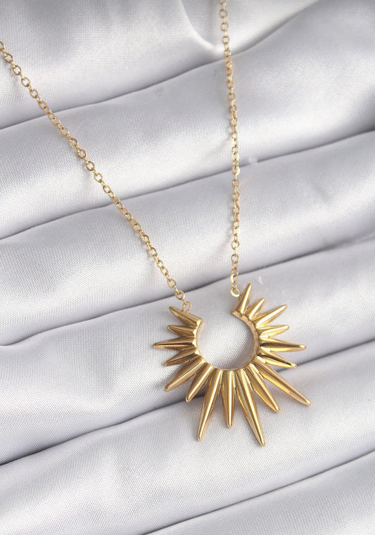 Vintage Güneş Çelik Kolye