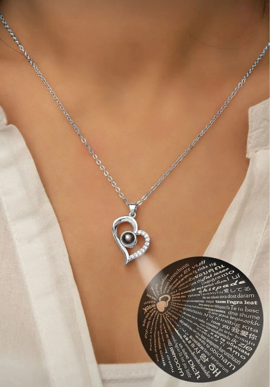 100 Dilde Seni Seviyorum Gümüş Kaplama Çelik Kolye Sevgili Kolyesi