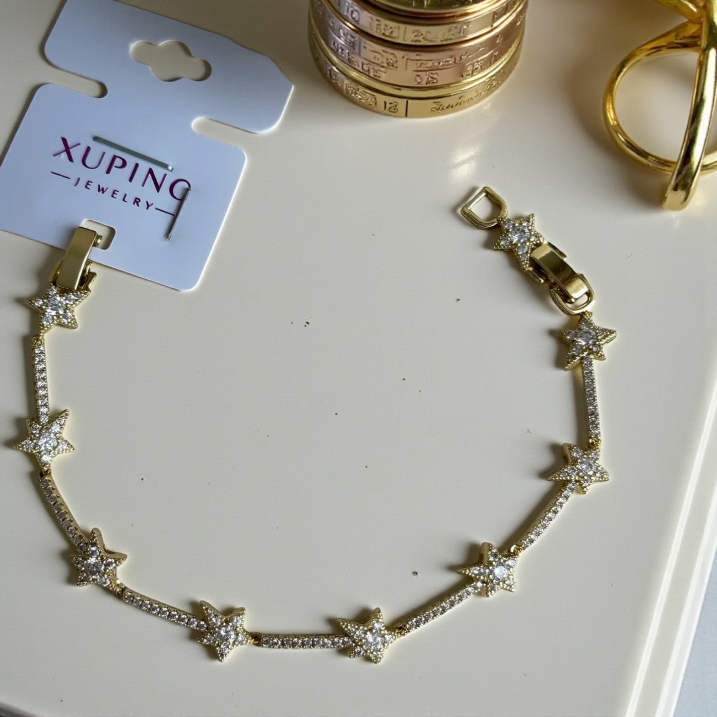 Xuping Yıldız Taşlı Çelik Bileklik Künye